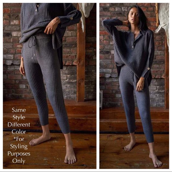 FREE PEOPLE BOHO JOGGERS COZY RIB KNIT LOUNGE ATHLEISURE SKINNY SOFT PANTS A3C - Picture 5 of 11